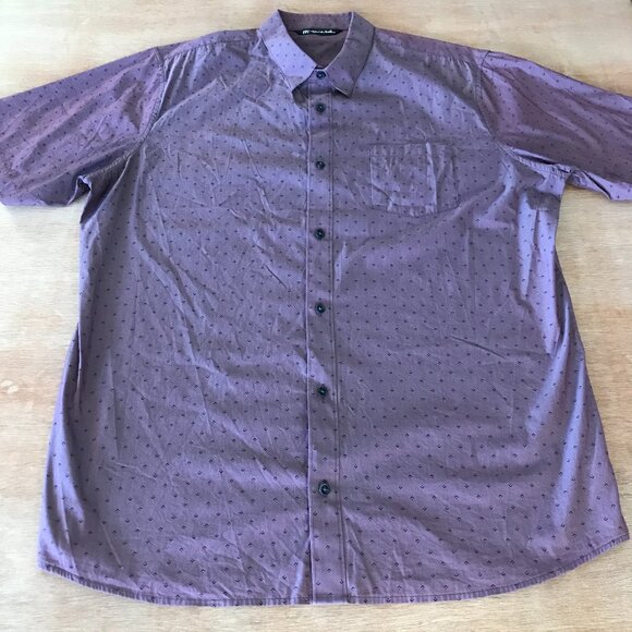Travis Mathew Shirt Men XXL Purple Geometric Button Up Pocket Short Sleeve 17435 - Picture 1 of 13